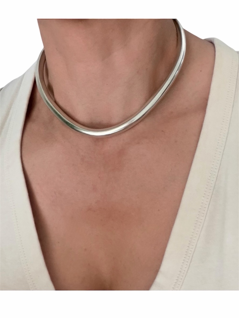 Vintage Taxco Sterling Silver 925 Open Torque Collar Necklace - Silver - Picture 11 of 12